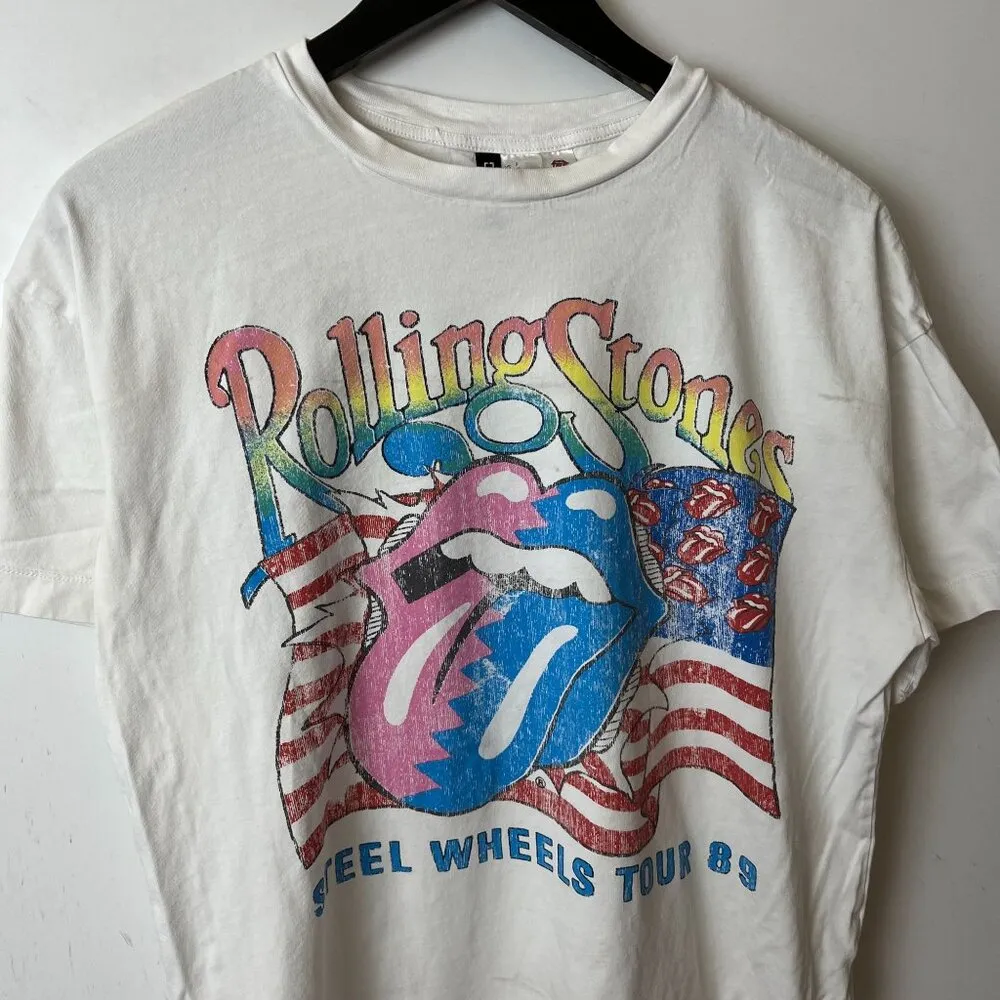 The Rolling Stone Steel Wheels Tour T Shirt Medium M Womens White Single Band - Image 9