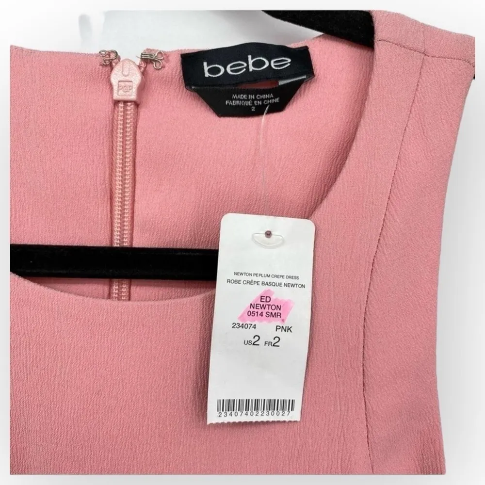 Bebe Y2K Barbie Pink Newton Peplum crepe dress - Image 2