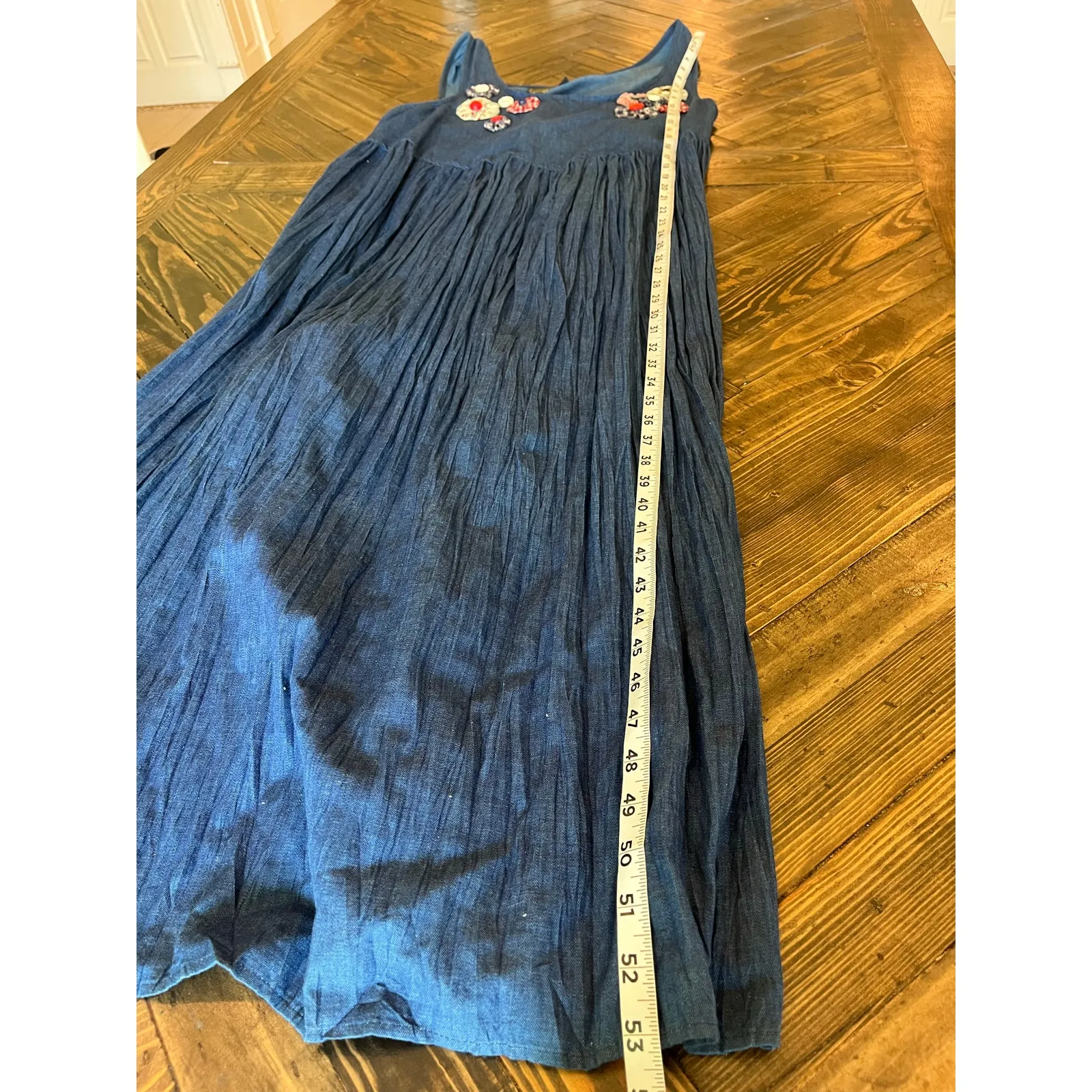 Western Designs Cowgirl Dress Women Medium Granny Rodeo Cottage Adjustable Notes Blue - Image 5