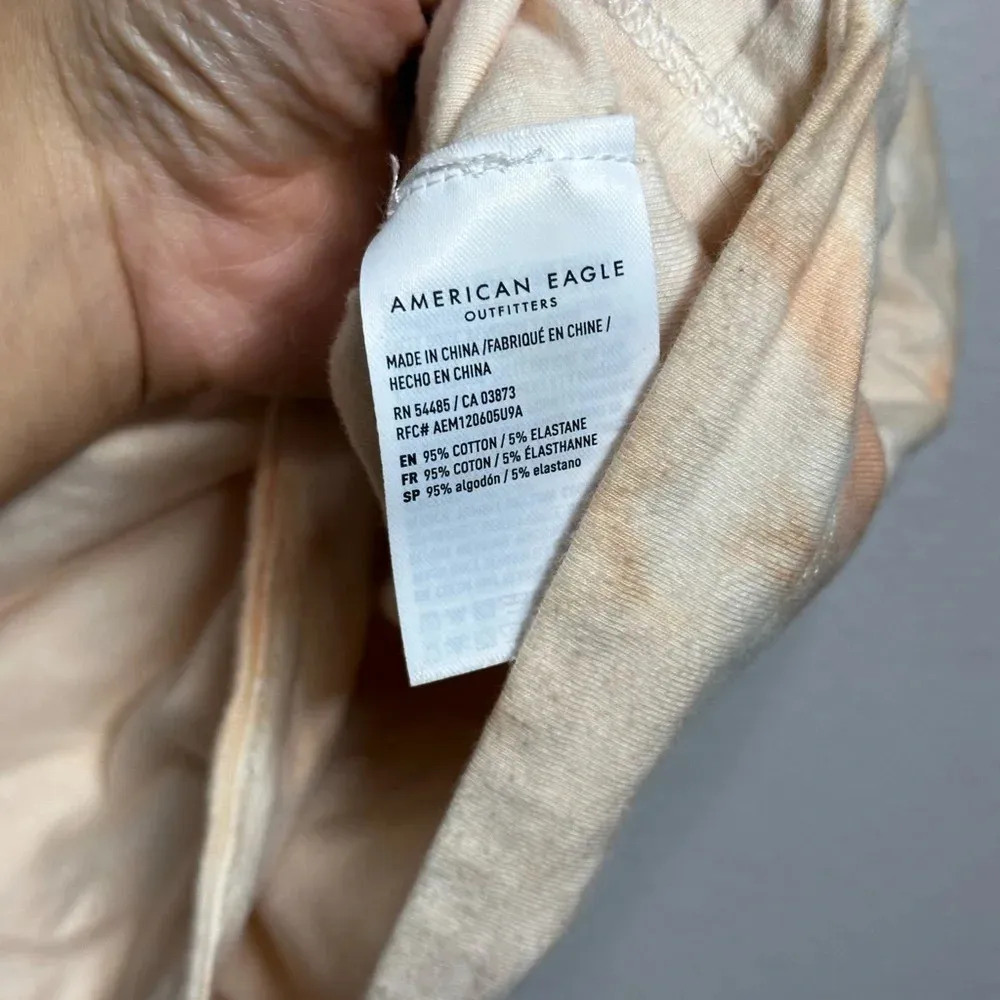 American Eagle Women Orange Tie Dye Crop Top Size Large. - Image 5