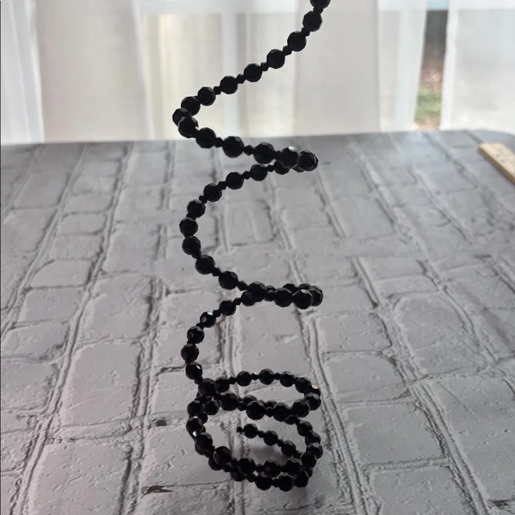 Black Jeweled Beaded Coil Stretchy Wrap Bracelet - Image 5