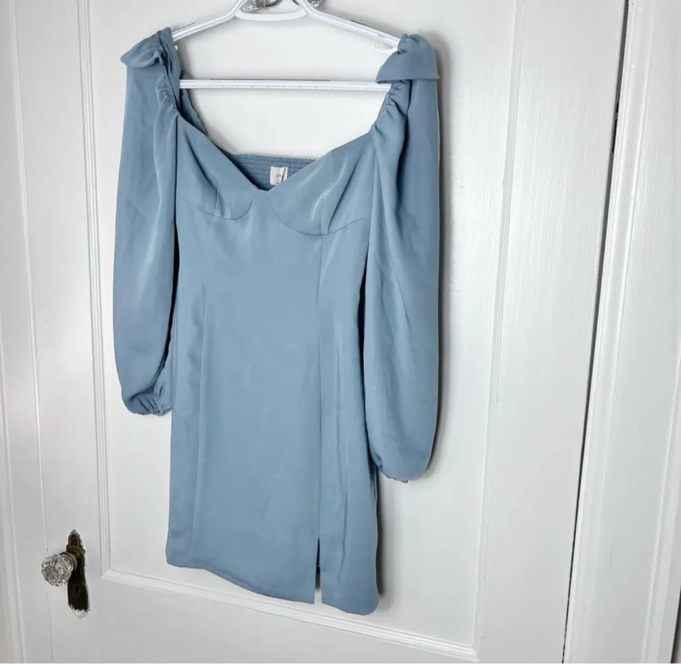 Wilfred Aritzia Women's Novella Balloon Sleeve Blue Sweetheart Mini Dress 00 - Image 2