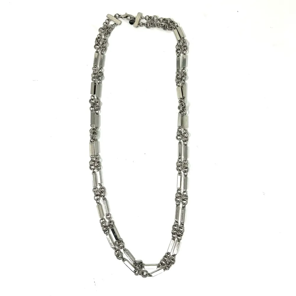ANN TAYLOR LOFT bold double strand silvertone necklace - Image 3