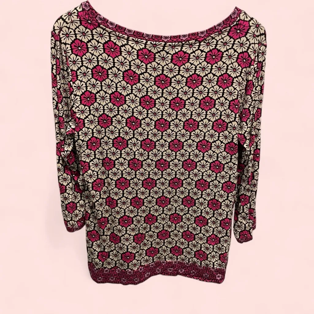 Cute pink flower power stretchy flowy jersey knit scoop neck too Dana Buchman - Image 3