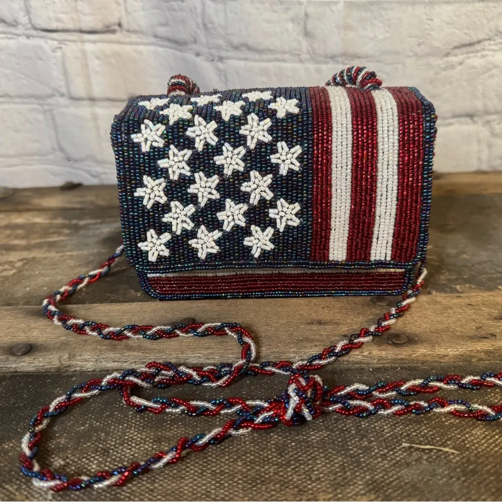 Ermo Beaded American Flag Bag – Patriotic Red White Blue Handbag Crossbody Purse - Image 6