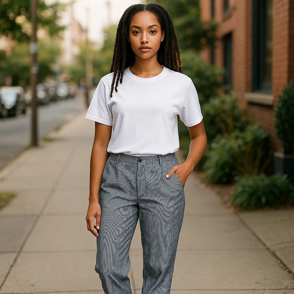 Crown‎ & Ivy Women's 16W Seersucker Stripe Cropped Pants - Image 2