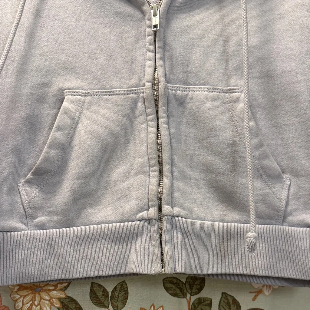 Brandy Melville Light Blue Zip-Up Hoodie - Image 5