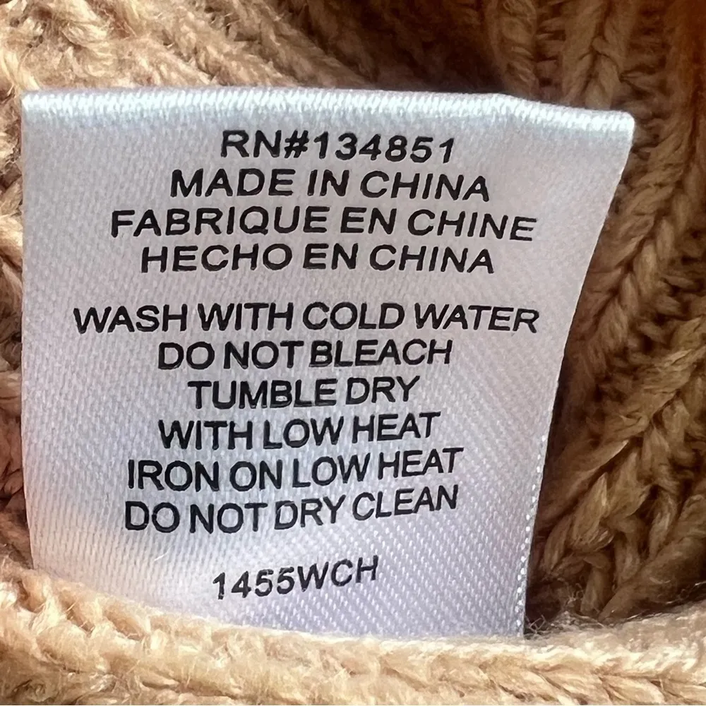 WAYF  Women's Camel Pullover Puff Sleeve Squared Neck Sweater Size Medium #243361 - Image 5