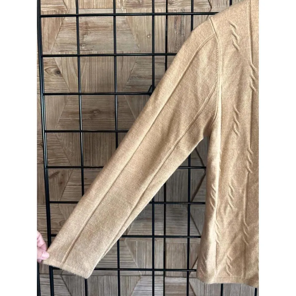 Requirements Womens Cardigan Petite Medium Khaki Tan Button Front Preppy - Image 2