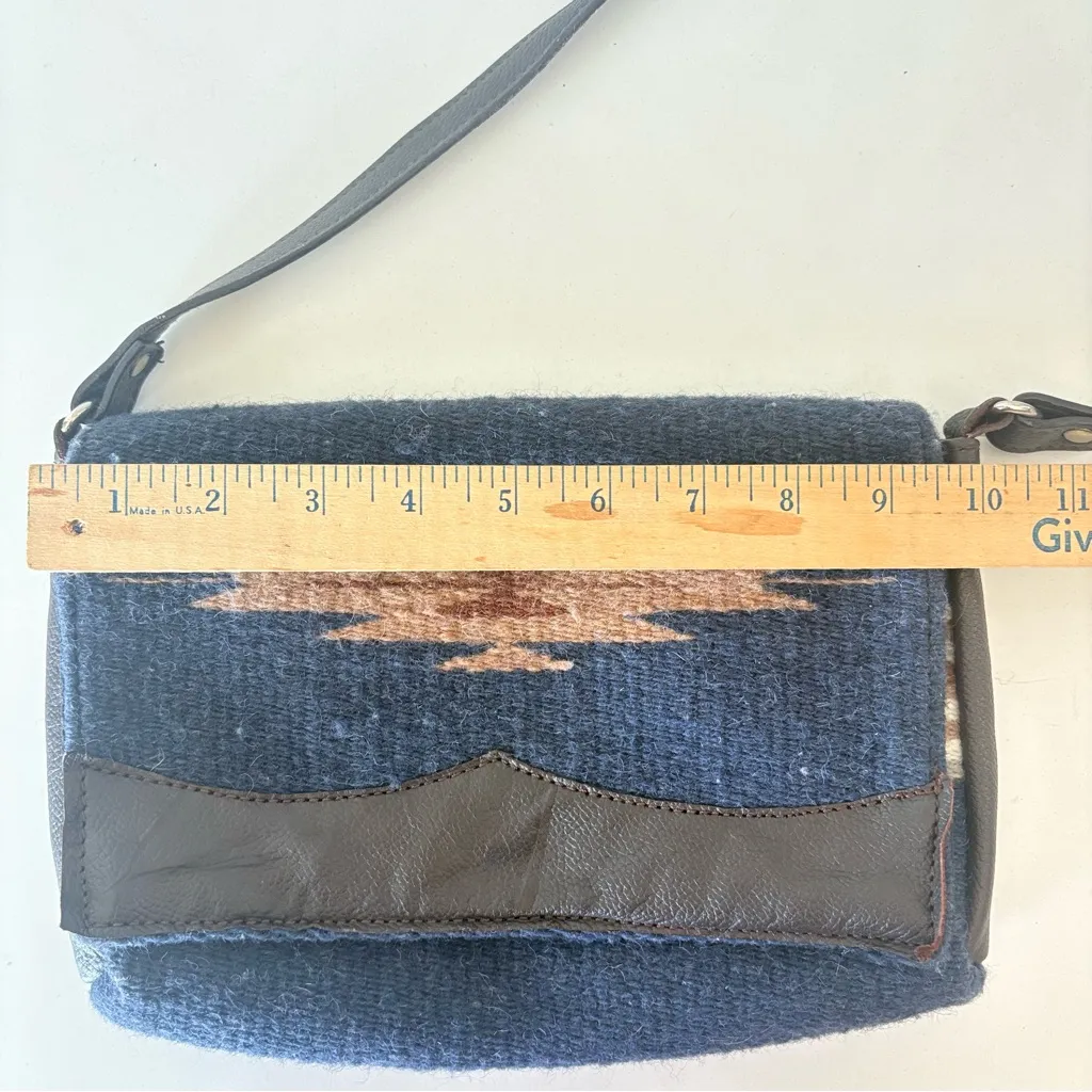 El Paso Blue Wool Shoulder Bag Southwestern Native Festival Aztec Purse 10”x7.5” - Image 8