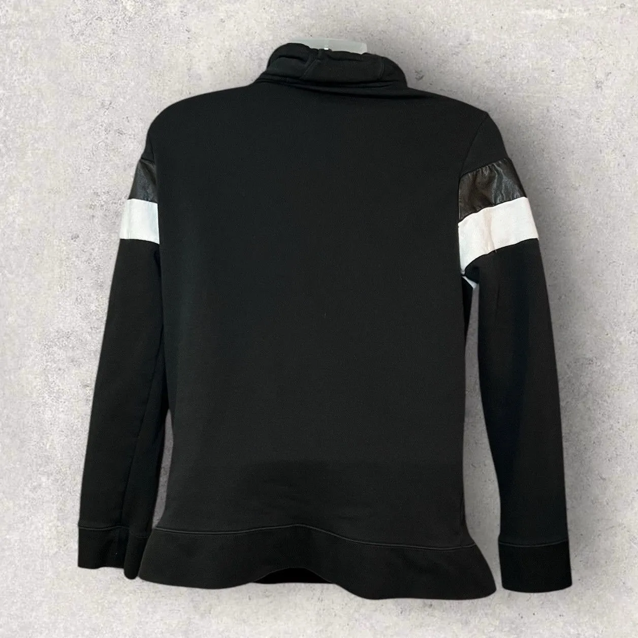 H&M Men's Size Large Black Colorblock Cowl Neck Moto Streetwear Pullover Hoodie - Image 6