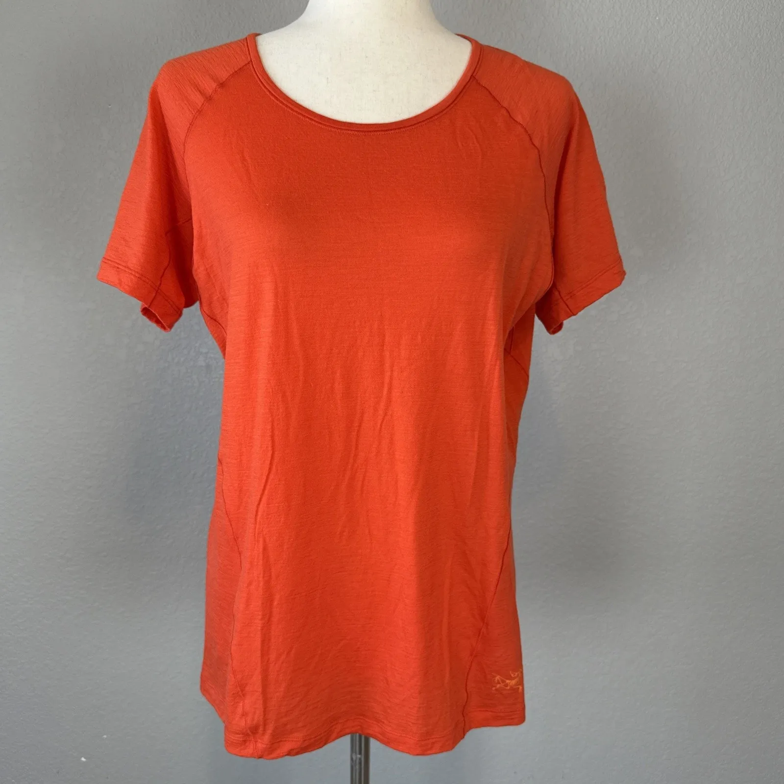Arc'teryx Womens Lana Wool Crew Neck Tee Top Shirt Size L Orange Short Sleeve Size L - Image 2