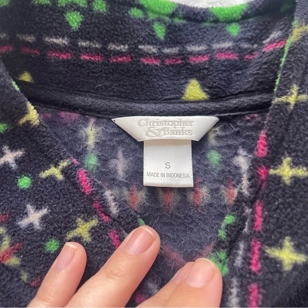 Christopher & Banks black green Christmas tree sweater vest button up grannycore - Image 3