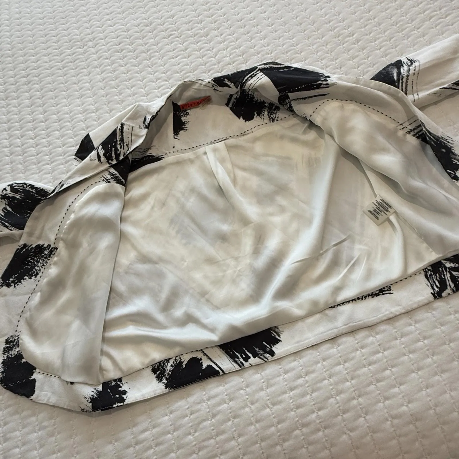 Alice + Olivia 3/4 Sleeve Open Cardigan Shrug Jacket Black & White Sz 0 - Image 11