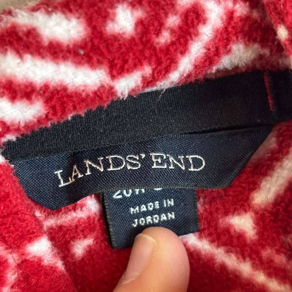 Lands’ End Woman’s Plus Size Winter Red & White Quarter Zip Fleece Sweatshirt - Image 4