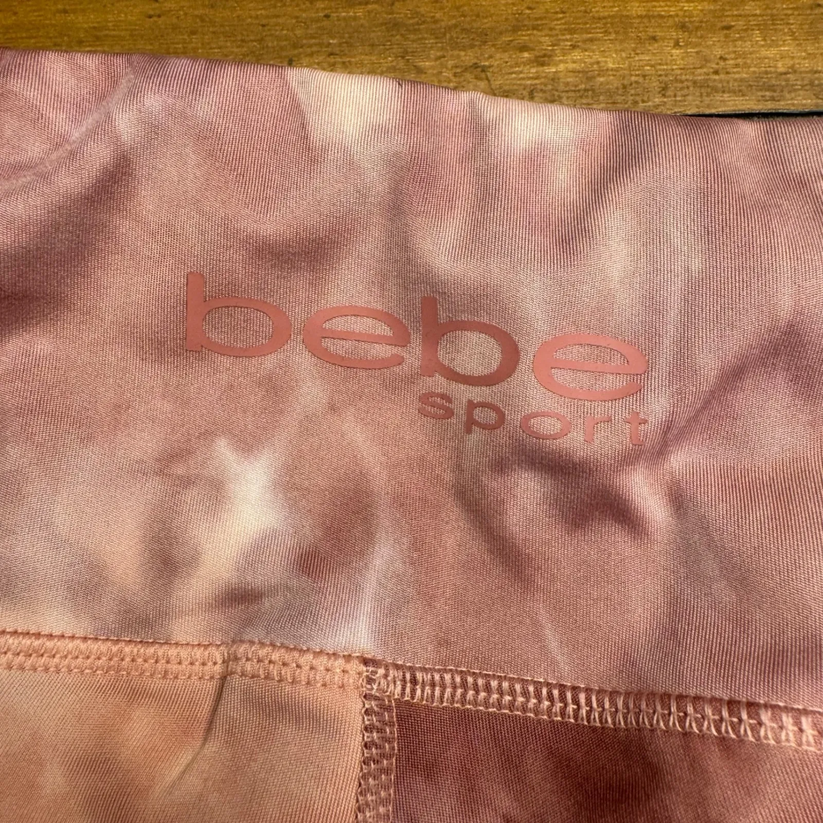 Bebe Sport Tie Dye Biker Shorts Women's Size M Pink Peach Athletic‎ Gym Size M - Image 3