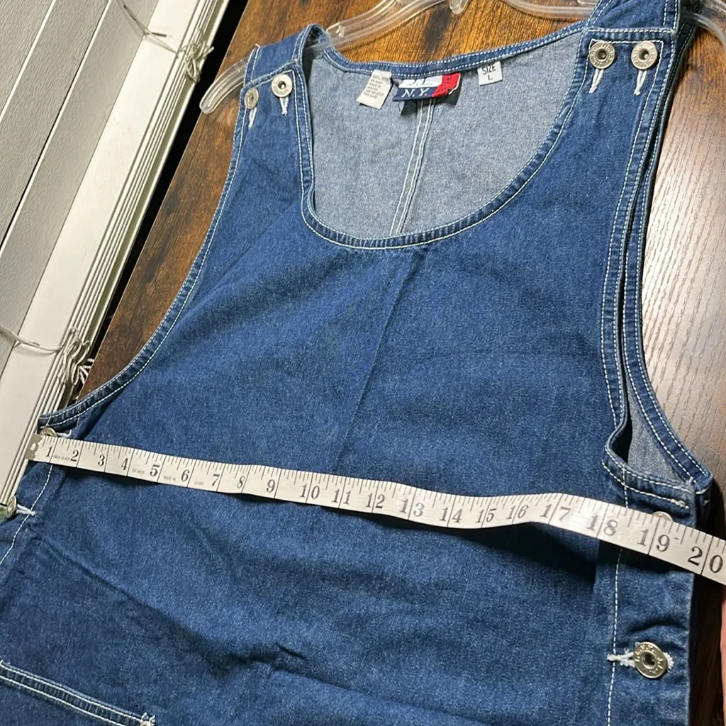 Vintage Embroidered Butterflies Blue Denim Sleeveless Dress Jean Dress Size L - Image 7