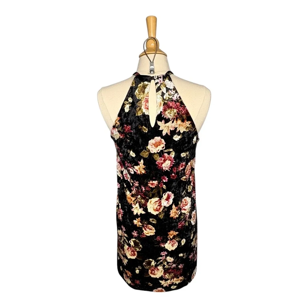 Final Touch Floral Velvet Halter Dress Sleeveless Party Black Women Size Large - Image 3