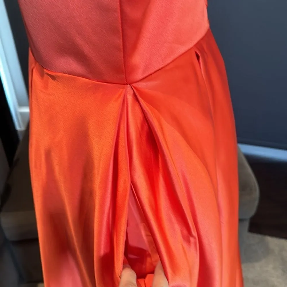 Women’s Strapless Orange Satin Full Length Prom Party Formal Dress Size L *READ Size L - Image 6