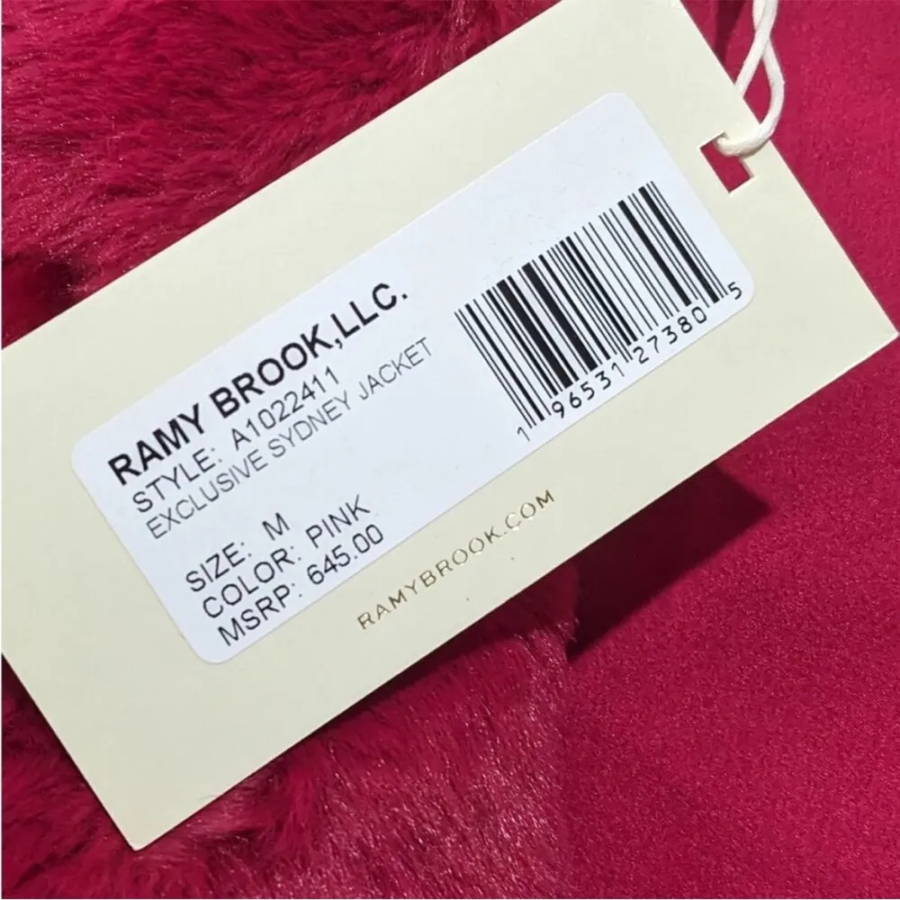 NWT Ramy Brook Sydney Faux Fur Jacket Coat Magenta Pink Women's Size Medium - Image 4
