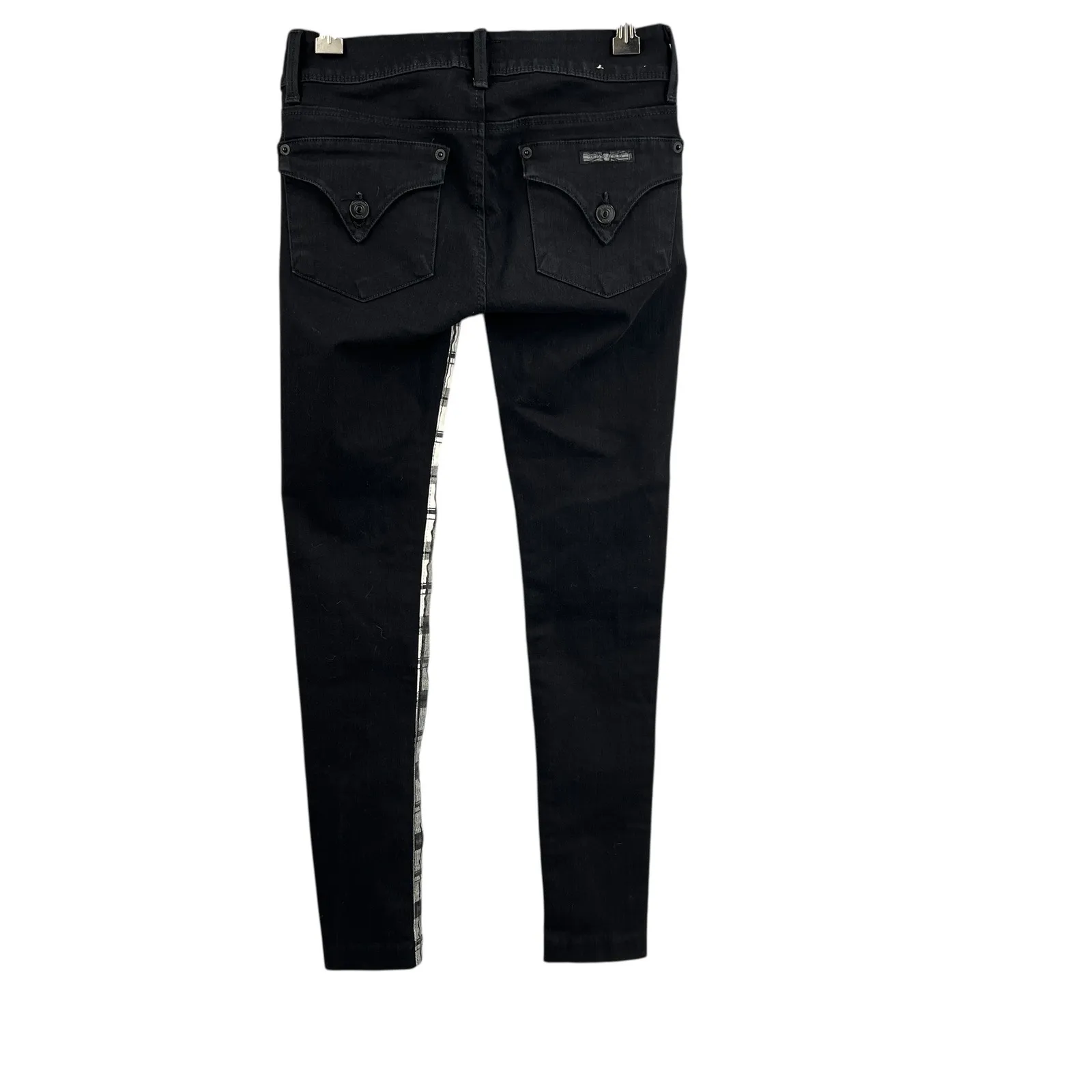 Hudson Hi Rise Skinny Jeans Black & White Plaid Contrast Panel Women's Size 24 - Image 3