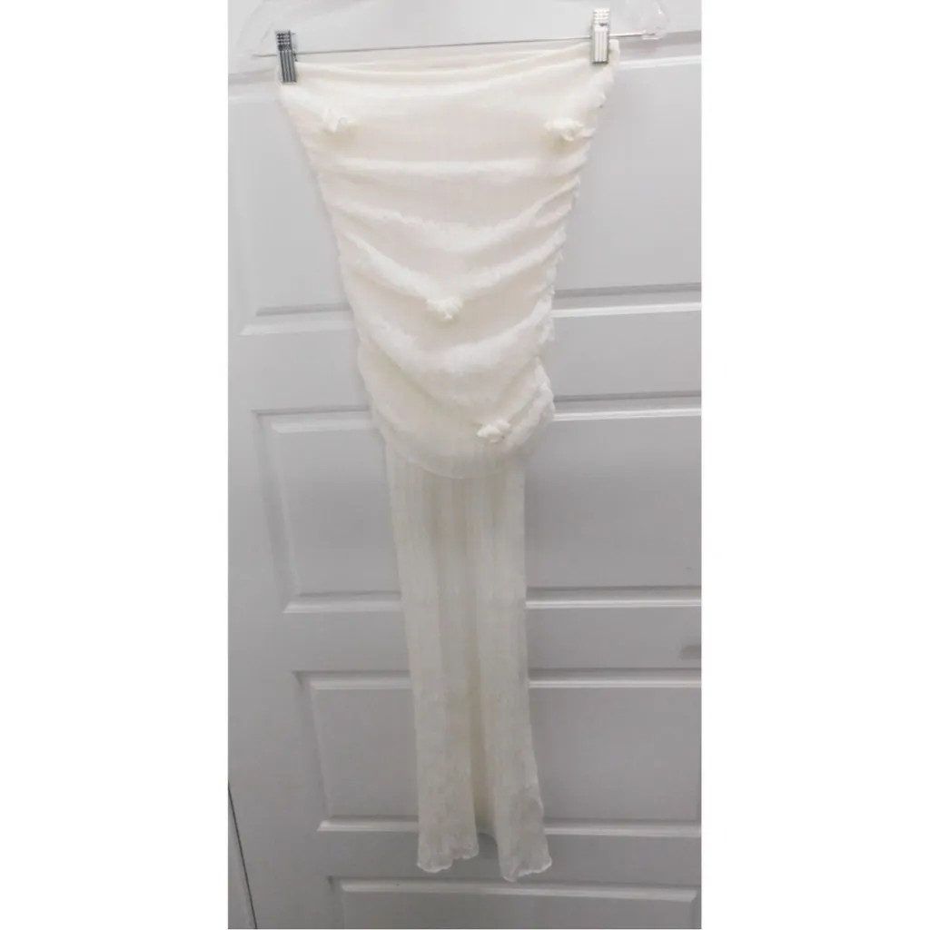 Meshki 2 Piece Set White Stretchy Knit Top And Long Maxi Skirt sz S - Image 5