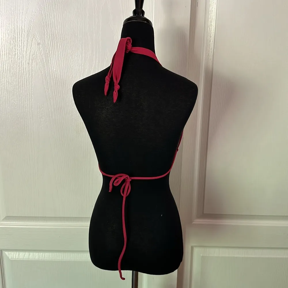 VIX DARK PINK GOLD DETAIL HALTER SWIM BIKINI TOP Size L - Image 3