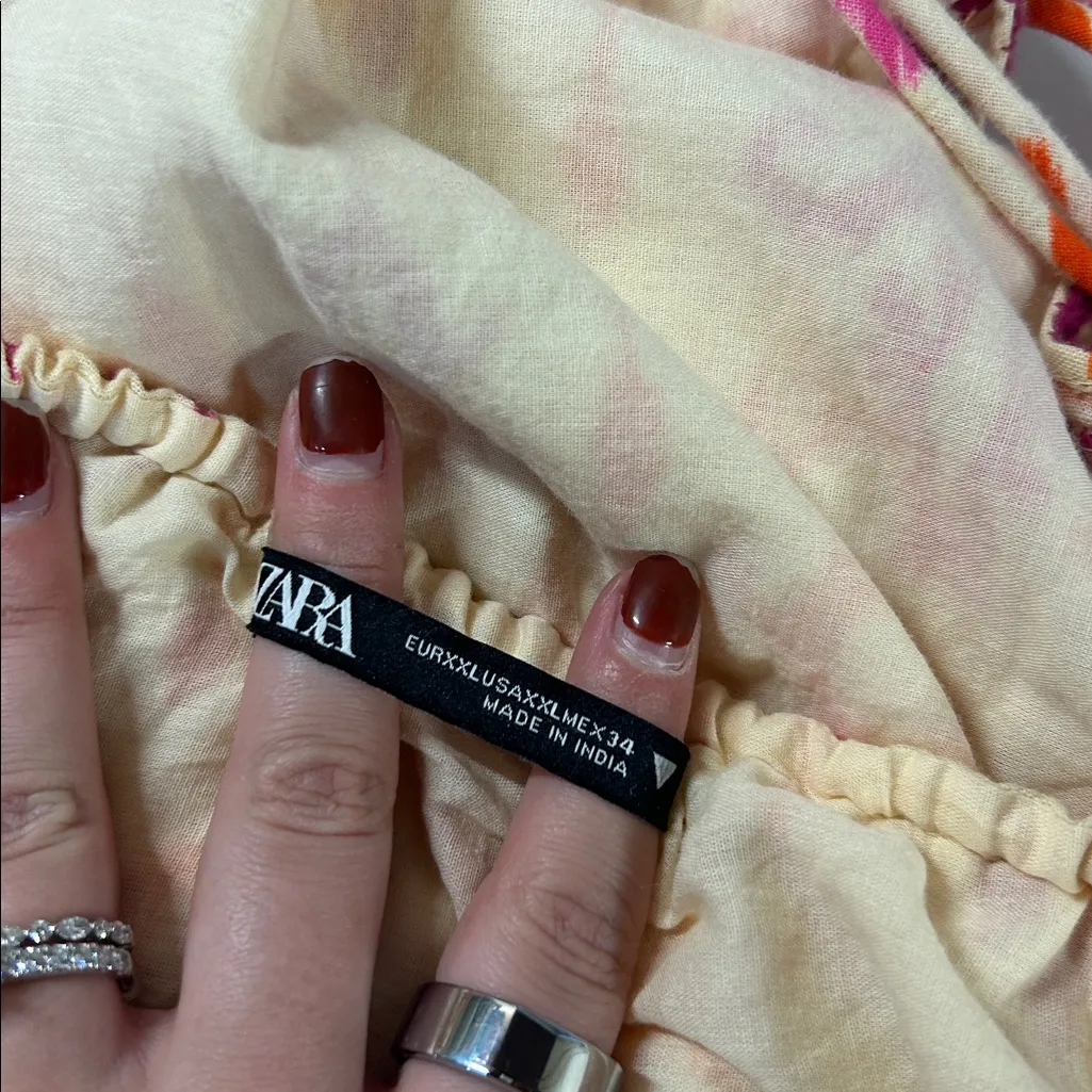 Zara Tank Top Boho Tassel Babydoll Ikat Strappy Backless Festival Beachy Peplum - Image 9