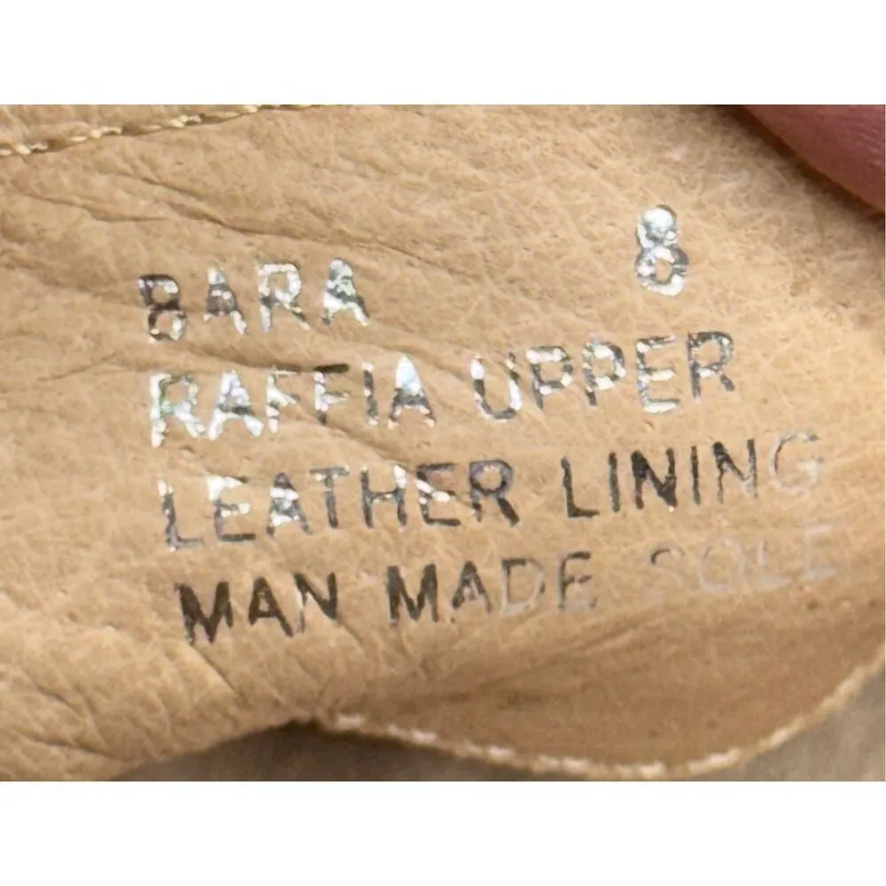 Chocolat Blue Sandals Size 8 Raffia Slide Sandals Block Heel Leather Lining - Image 7