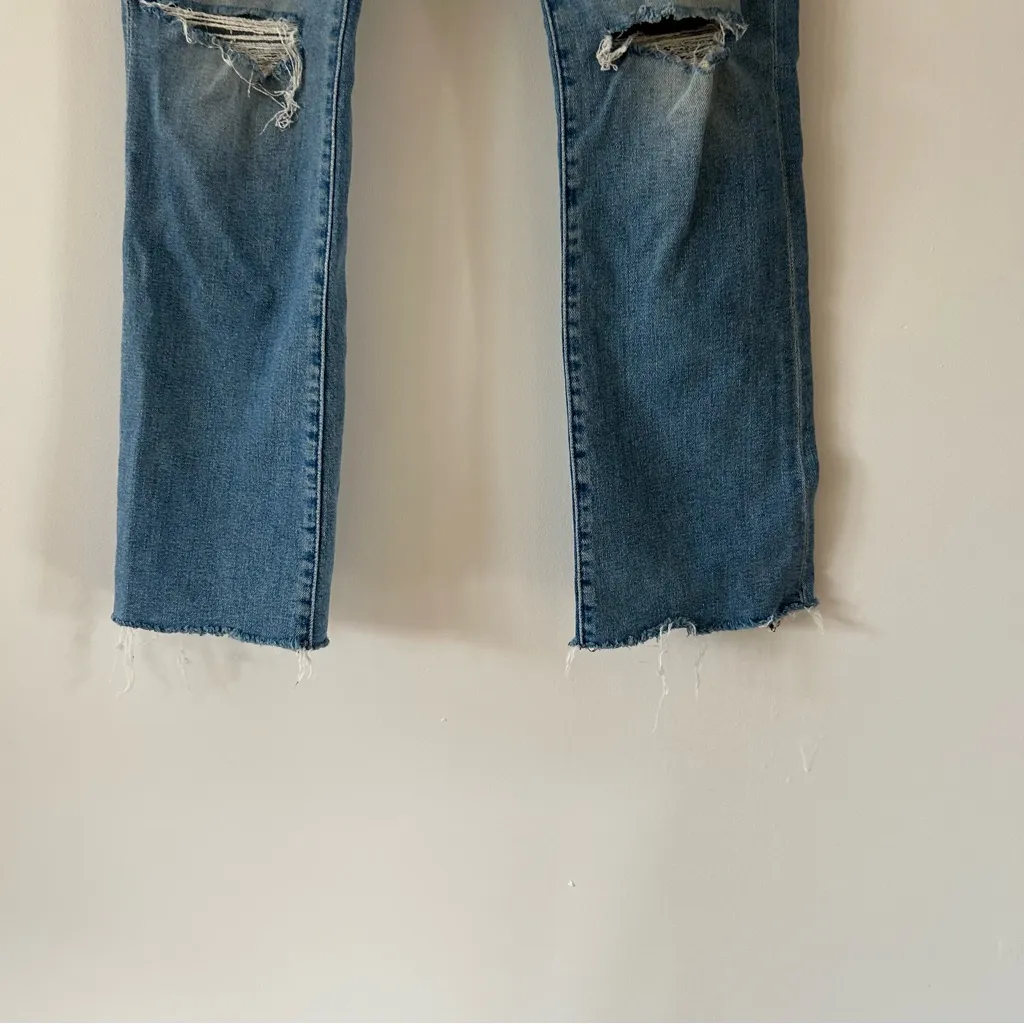 MOTHER Denim The Hustler Distressed Raw Hem Ankle Jeans Thrilling Shots Size 26 Blue - Image 4