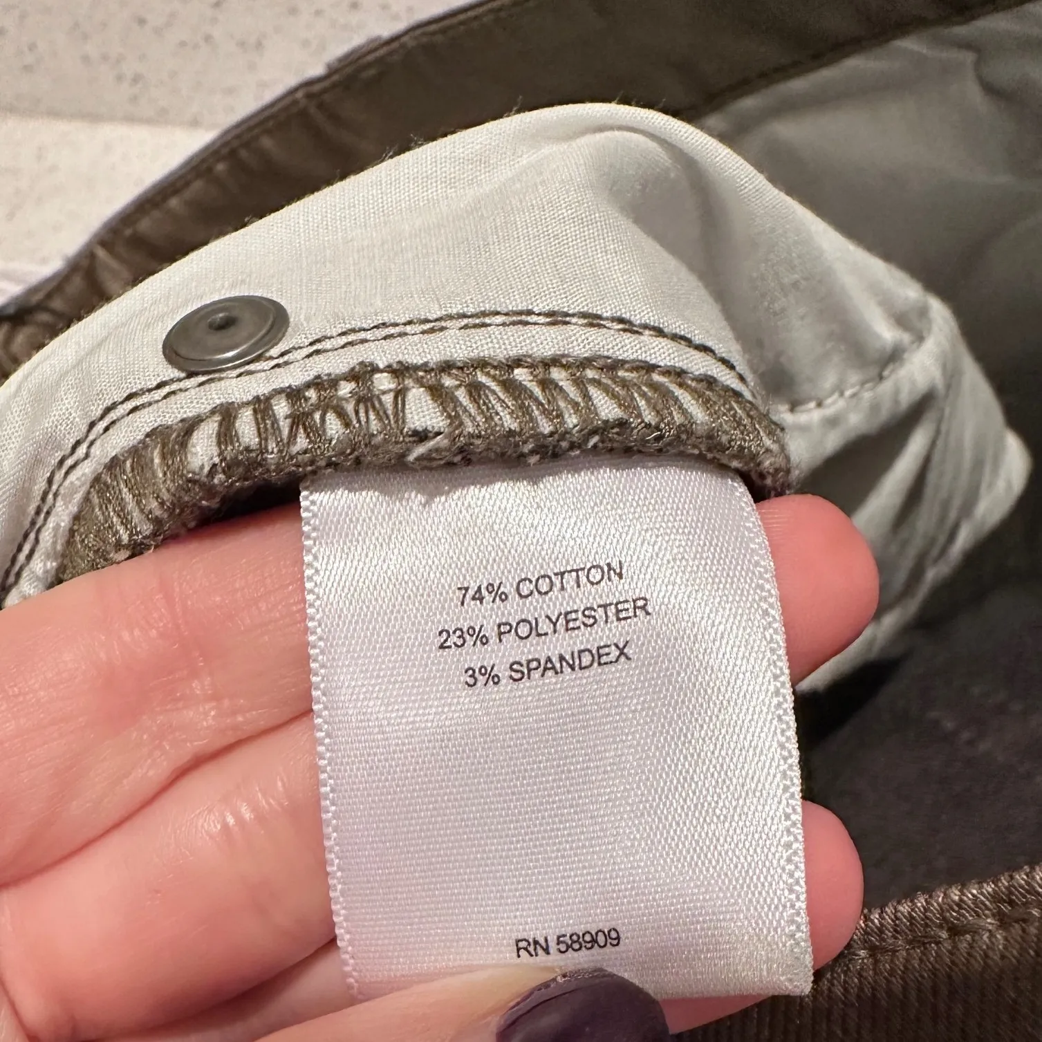 A Loves A High Rise Ankle Skinny Olive Green Wax Pants Size 31 NWT - Image 8