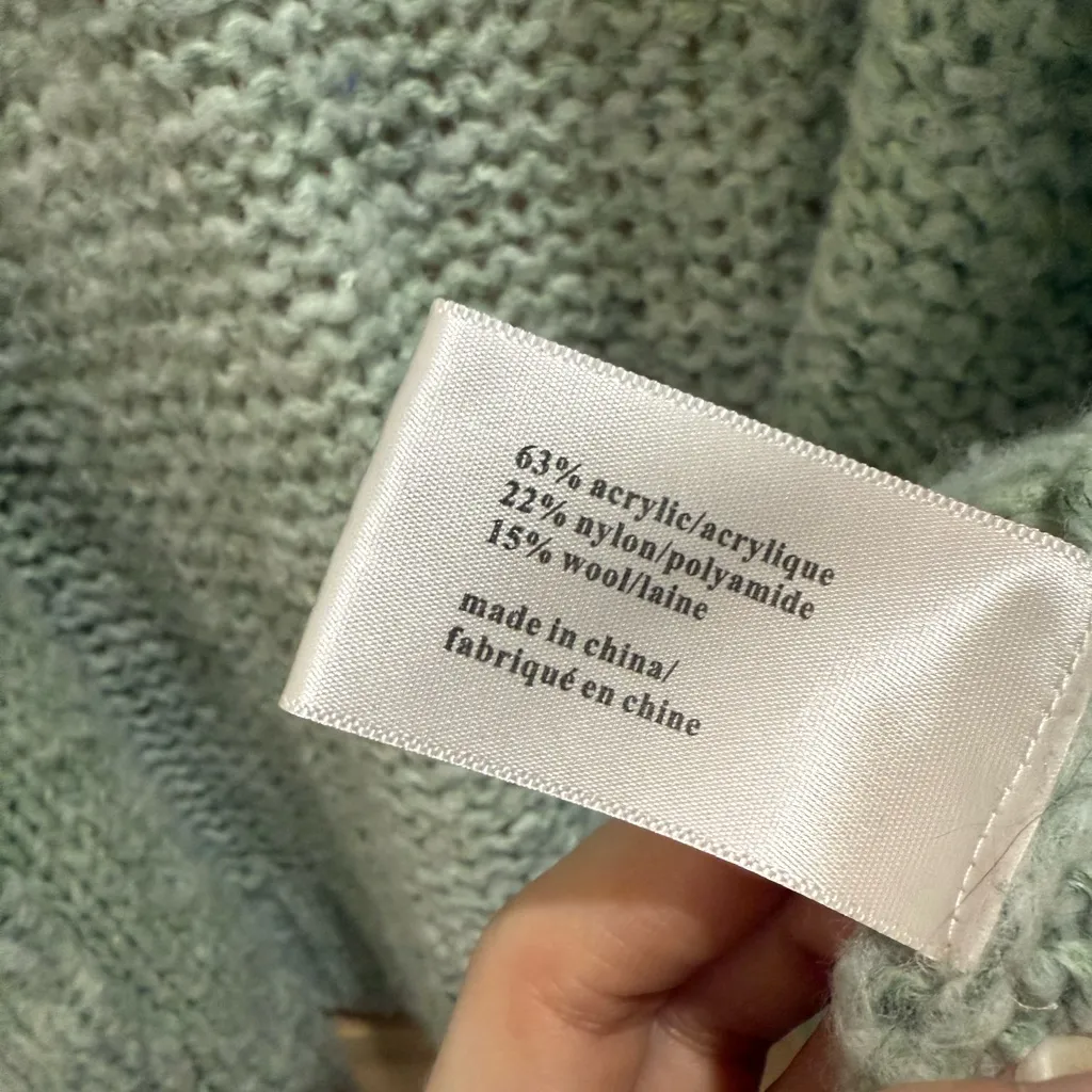 Pam & Gela - Green Open-Front Oversized Distressed Sweater Cardigan - S - Image 11