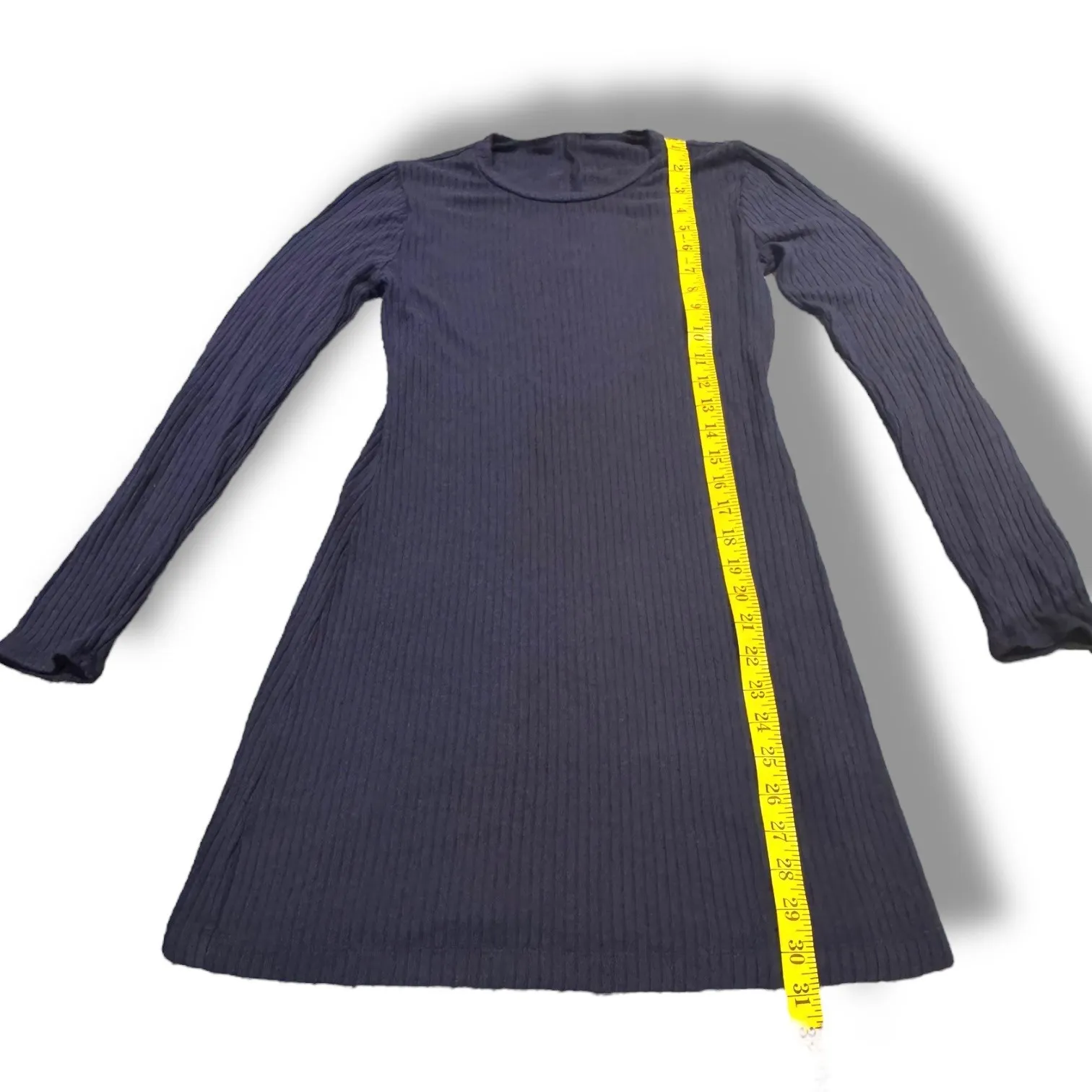 Reformation Jeans Ribbed‎ Bodycon Mini Sweater Dress XS Long Sleeve Navy Blue - Image 6