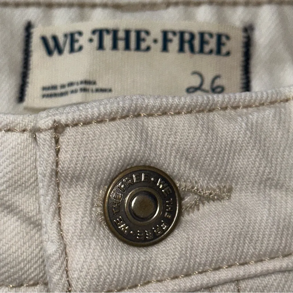 We the Free People Denim Women’s Size 26 Cream Ivory High Rise Flare Leg Jeans - Image 5