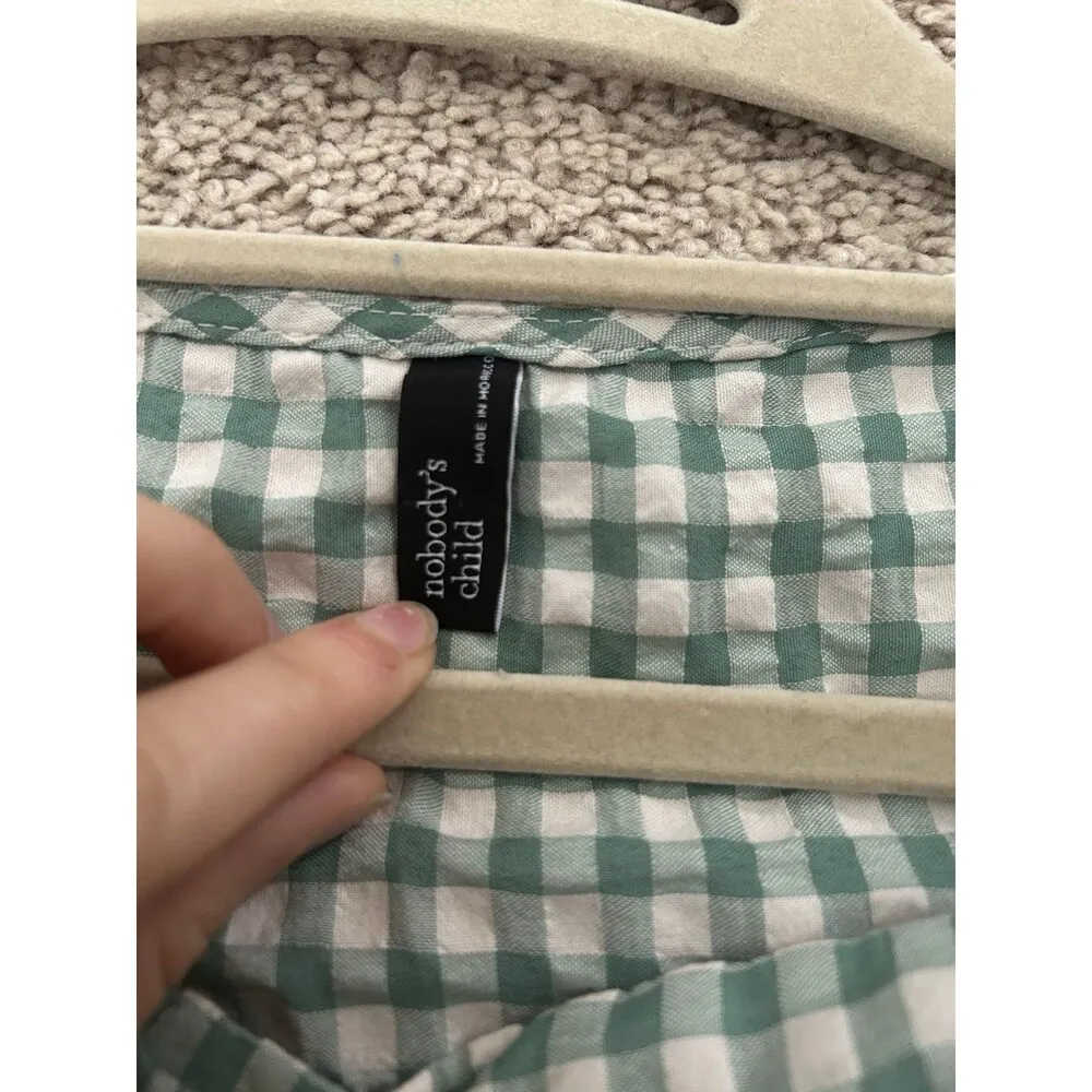 Nobody’s Child Penny Mini Dress In Green Gingham Size 6 Summer Cottagecore - Image 8