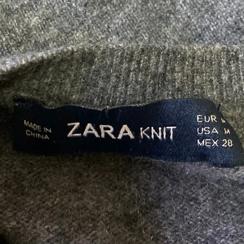 Zara Knit Women's Gray 100% Cashmere Long Sleeve Crew Neck Sweater Top Size M - Image 4