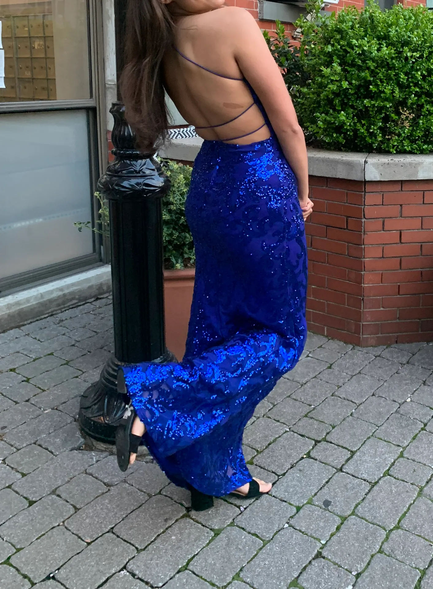 Blue Sequin Prom Dress  - Image 3