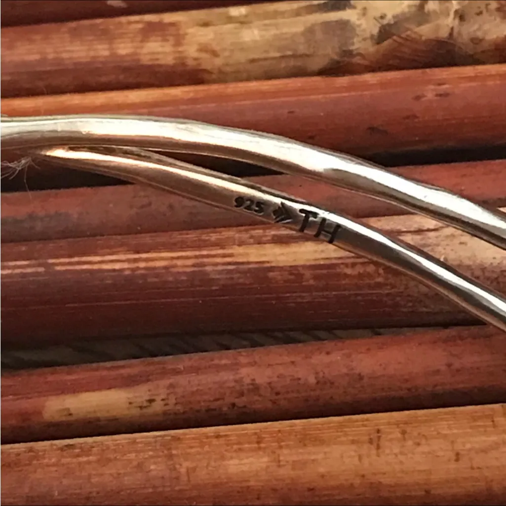 Silpada Sterling Silver Bangle Bracelet.  Zirconia Charms. - Image 4