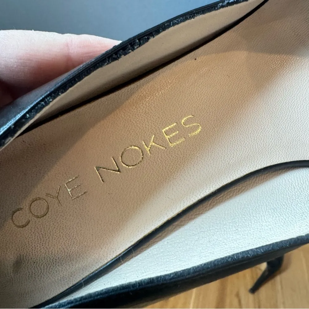 Coye Nokes Black Leather 4” High Heels with Metallic Gold Detail Size 39 - Image 9