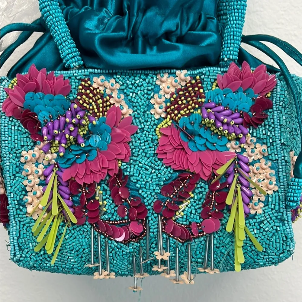Playful Vibrant Blue & Purple Mini Beaded Bag 🩵 - Image 2