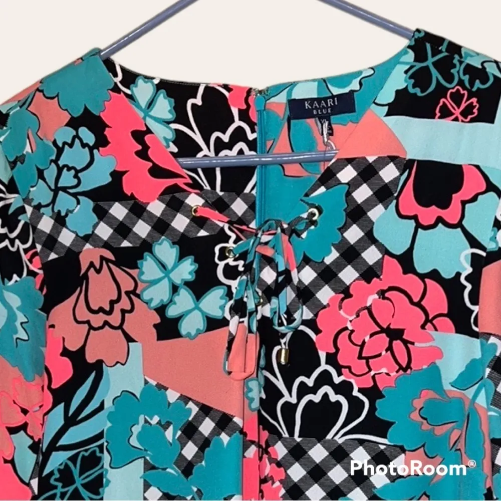 KAARI BLUE size XL dress pink medora popadelic mix bell sleeves lined new bright - Image 3