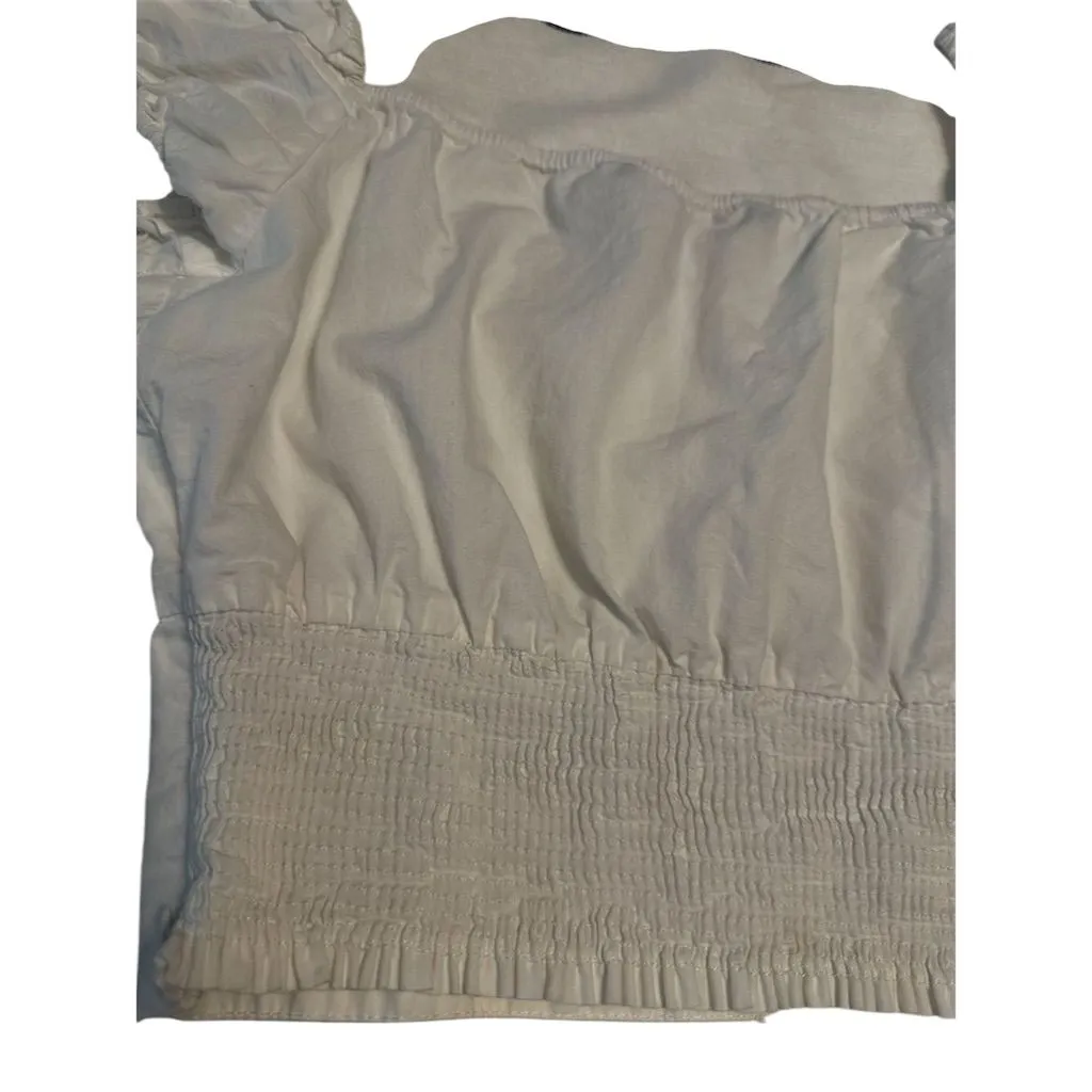 Zara Women's White Puff Sleeve Poplin Crop Top Size Medium Casual - Image 4