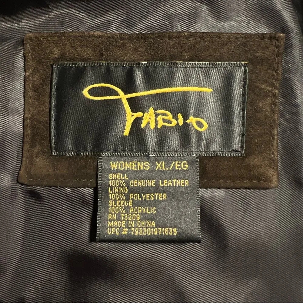 Fabio Womens Chocolate Brown Suede Knit Sleeve Size XL Capsule Neutral Classic - Image 7