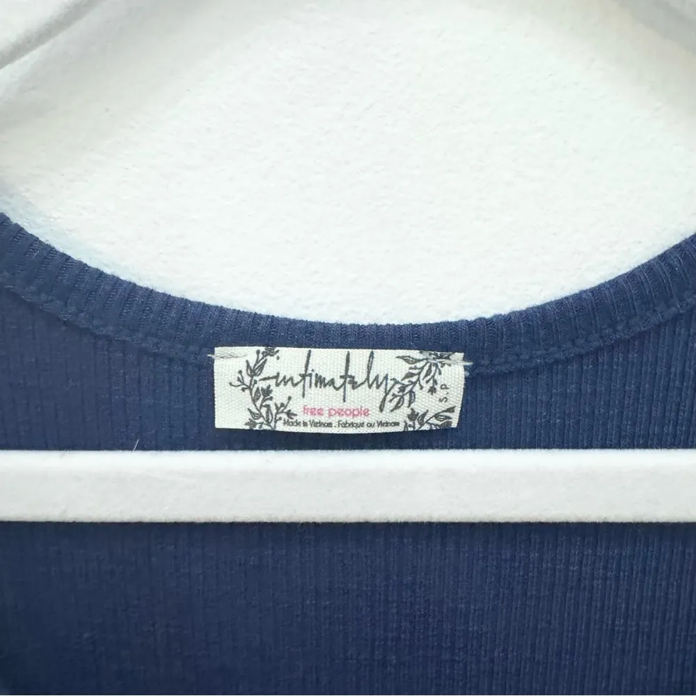 Intimately Free People Ribbed Knit High Neck Racerback tank top - Navy - SMALL - Image 2