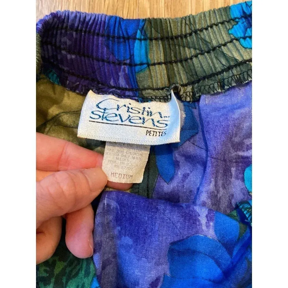 Vintage Women’s Shorts Floral Hawaiian 90s High Waist Coastal Petite Medium Blue - Image 5