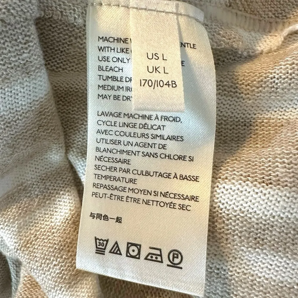 Free People Coastal Preppy Linen Tee Dress Tunic Neutral Tan Stripe Large NWT - Image 11