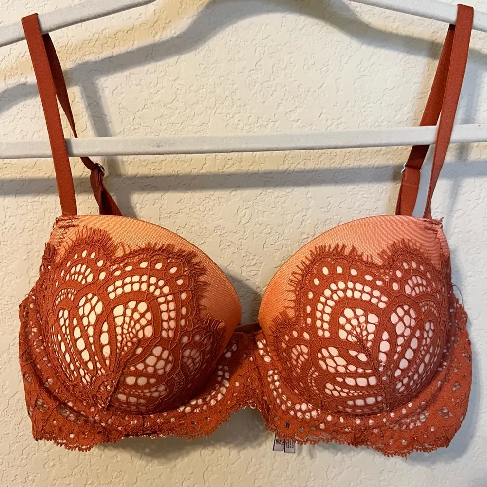 LVictoria Secret Rust Lace Dream Angels Lined Demi Bra - Image 3
