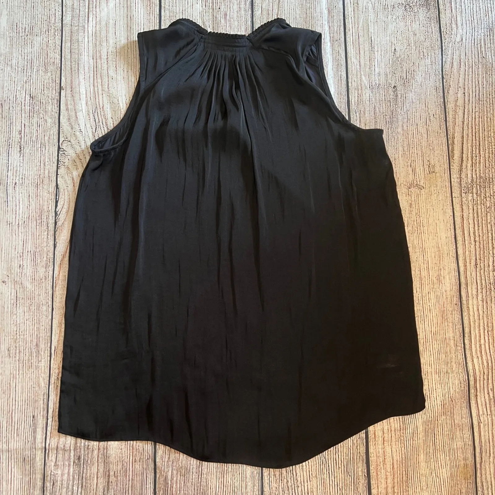 Simply Vera Vera Wang Pleated Black Sleeveless Blouse Tank Womens Small Elegant - Image 8