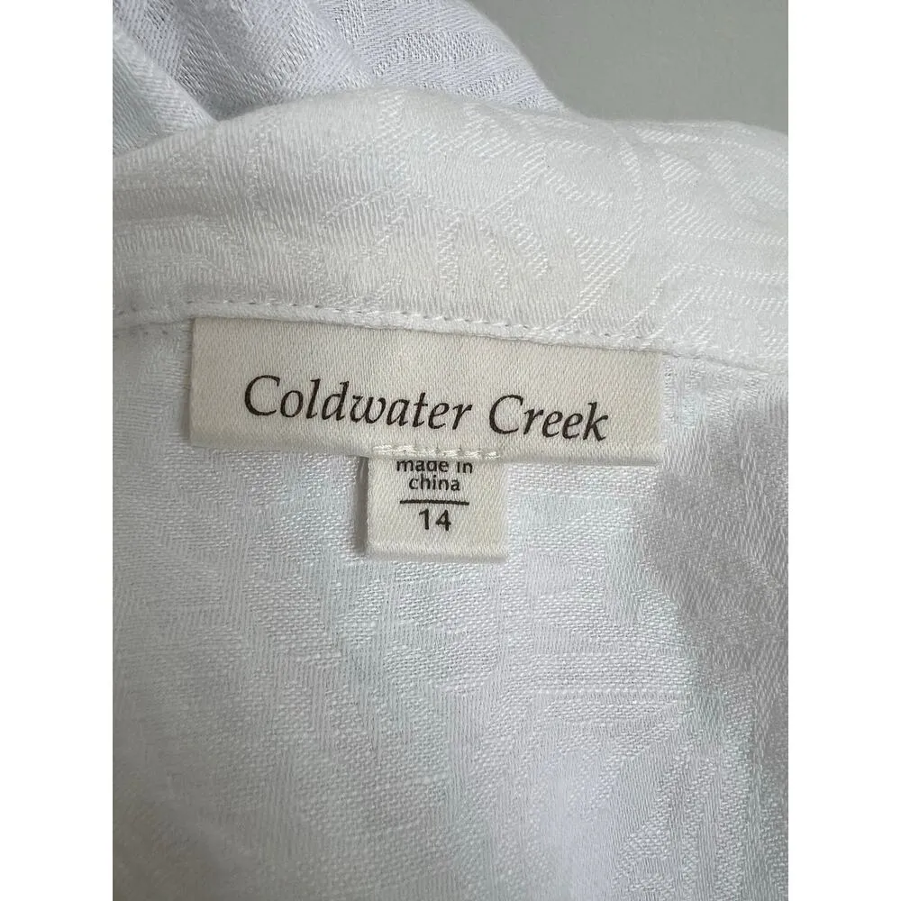 Coldwater Creek  White Linen Sleeveless Button Up Top Size 14 - Image 6
