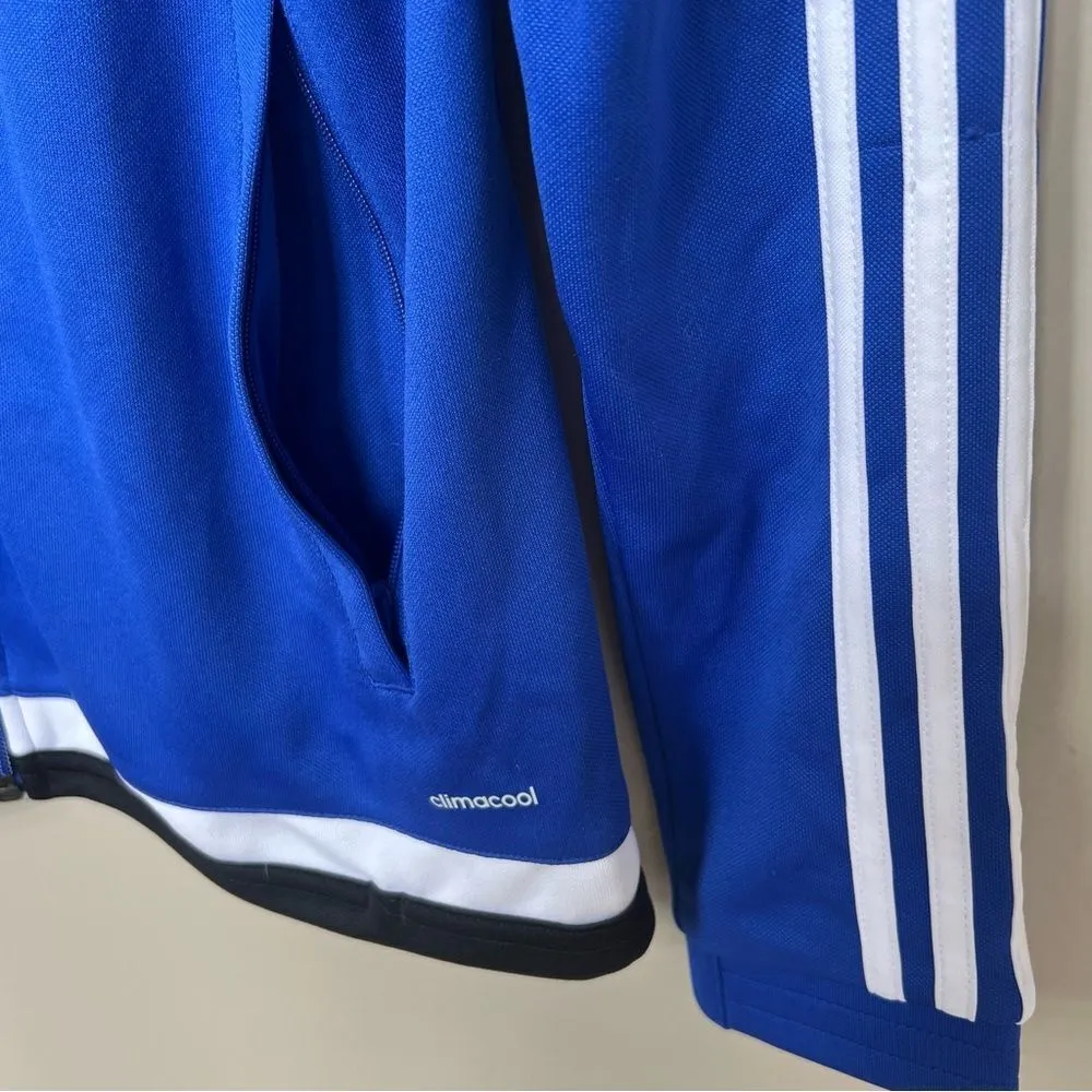 Adidas Royal Blue Track Jacket Climacool Full Zip 3 Stripe Lightweight Small - Image 4